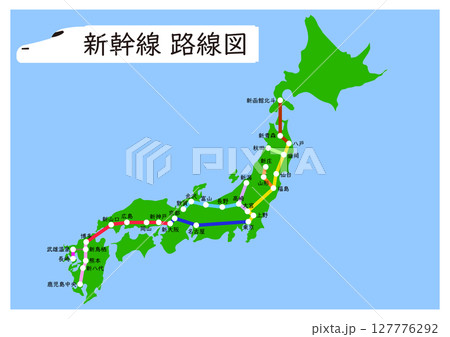 新幹線の路線図マップ 新幹線の路線図マップ 127776292