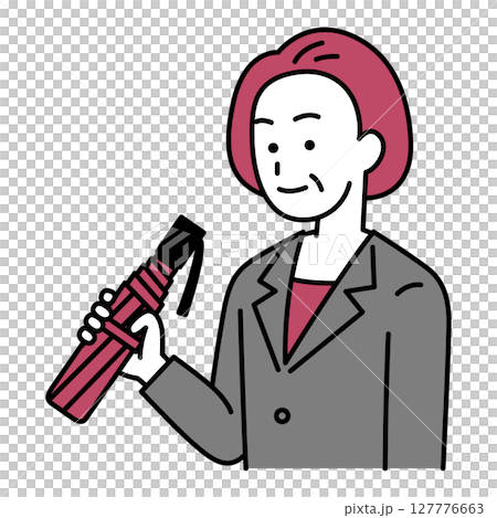 一位身穿西裝、手持折疊傘的中年婦女 127776663