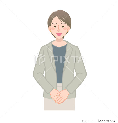 笑顔で応対するキャリアウーマンのベクターイラスト 127776773