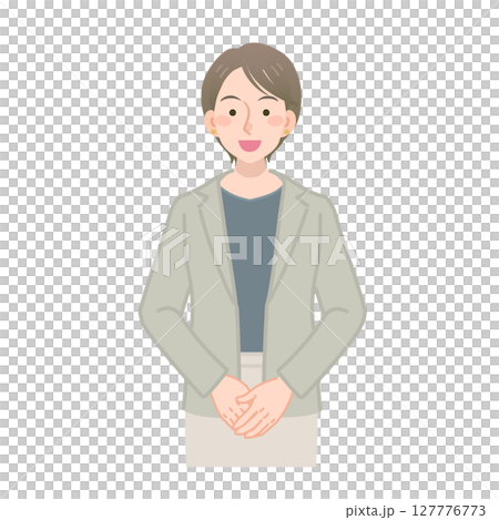 笑顔で応対するキャリアウーマンのベクターイラスト 127776773