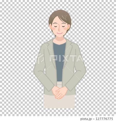 職業婦女鞠躬的矢量插圖 職業婦女鞠躬的矢量插圖 127776775
