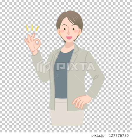 一位職業婦女做出「OK」手勢 一位職業婦女做出「OK」手勢 127776780