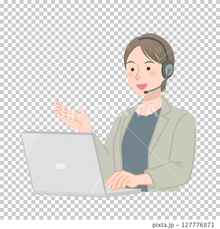 一位職業婦女參加線上會議 127776871