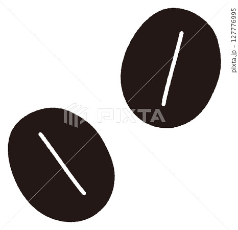 シンプルなモノクロのコーヒー豆のイラスト シンプルなモノクロのコーヒー豆のイラスト 127776995