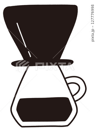 シンプルなモノクロのコーヒードリッパーのイラスト 127776998