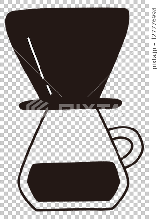 シンプルなモノクロのコーヒードリッパーのイラスト 127776998