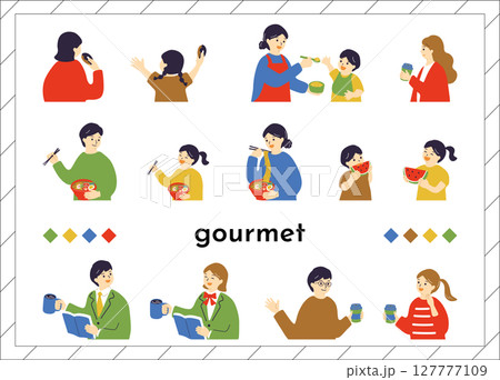 食事を楽しむ人達 127777109