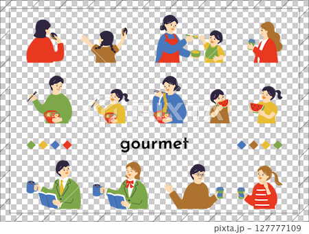 食事を楽しむ人達 127777109