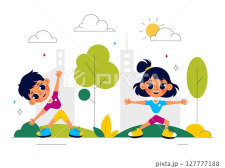 Kids Exercise Vector Illustration Featuring...のイラスト素材 [127777188] - PIXTA