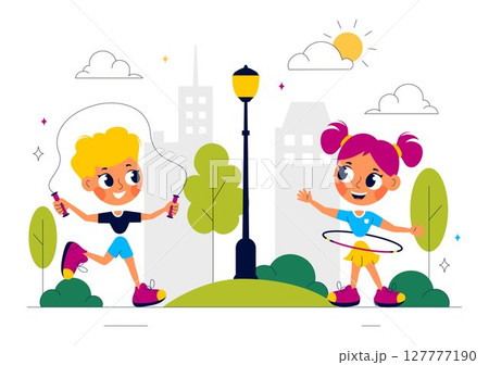 Kids Exercise Vector Illustration Featuring...のイラスト素材 [127777190] - PIXTA