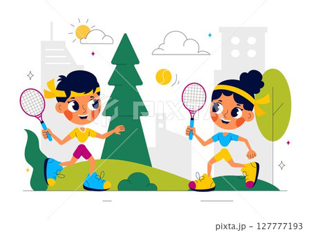 Kids Exercise Vector Illustration Featuring...のイラスト素材 [127777193] - PIXTA