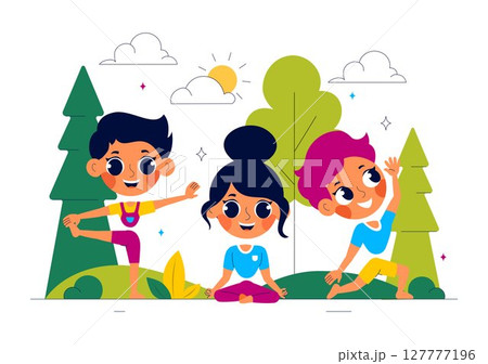 Kids Exercise Vector Illustration Featuring...のイラスト素材 [127777196] - PIXTA