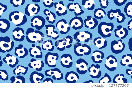 ジャガー柄、アニマル柄のシームレスパターン、背景、ベクターデーター、総柄 ブルー ジャガー柄、アニマル柄のシームレスパターン、背景、ベクターデーター、総柄 ブルー 127777207