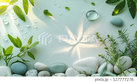 spa concept with stones and flowers on a white 127777276