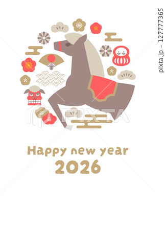 午年の年賀状ベクターイラスト 2026年 午年の年賀状ベクターイラスト 2026年 127777365