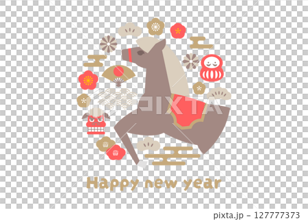 午年の年賀状ベクターイラスト 2026年 127777373