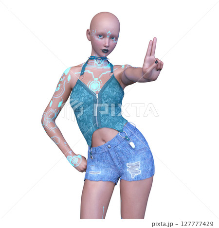 女性サイボーグ 127777429