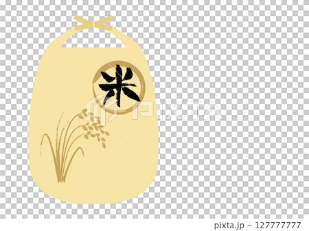 Rice bags and paper bags with hand-drawn ears of rice 127777777