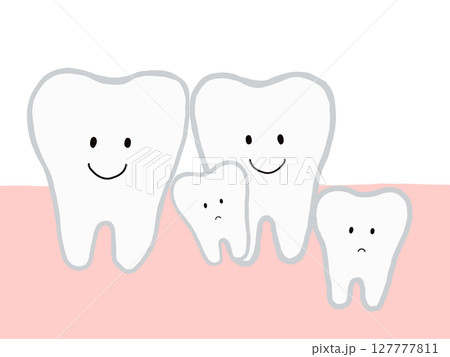 歯と歯の間：埋没歯・過剰歯のあるイラスト・主線あり 127777811