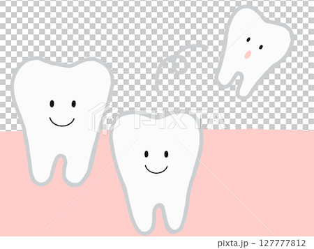 Tooth replacement and tooth extraction: Cute character illustrations with main lines Tooth replacement and tooth extraction: Cute character illustrations with main lines 127777812