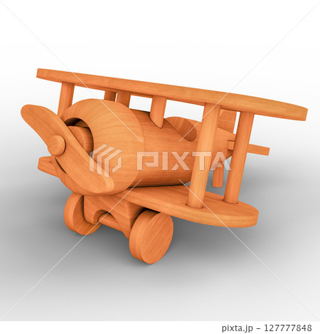 Rendered Wooden Airplane Toy Displayed on White Background. 3D Illustration. File with Clipping Path Rendered Wooden Airplane Toy Displayed on White Background. 3D Illustration. File with Clipping Path 127777848