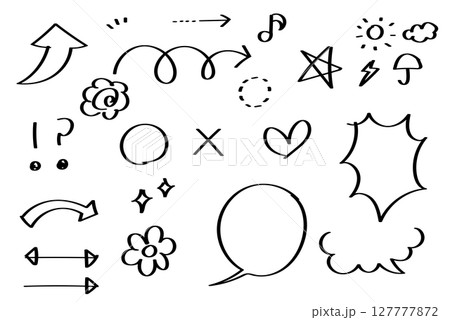 マーカーで書いた風の手描き飾りセット_黒線 マーカーで書いた風の手描き飾りセット_黒線 127777872