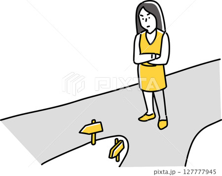 どちらに進むべきか悩む女性 127777945