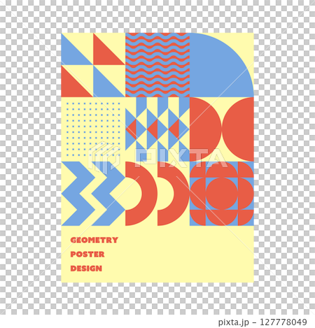 Creative geometric poster design, simple modern background, red, blue, yellow 127778049