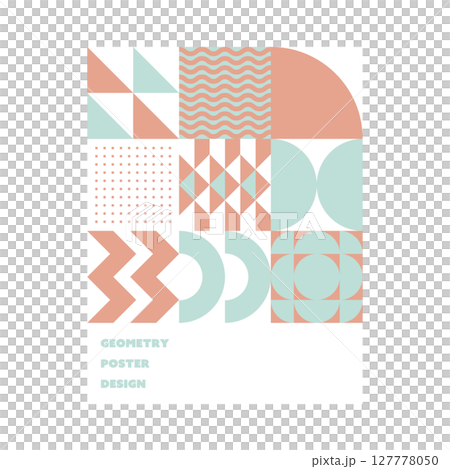 Creative geometric poster design, simple modern background, white, orange, green, mint green 127778050