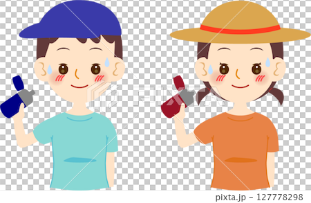 水筒の飲み物を飲む子ども 127778298