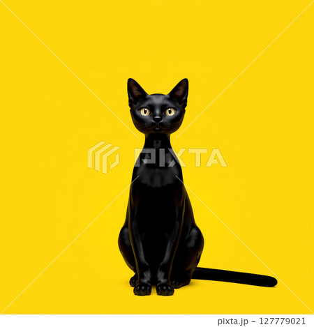 Halloween cat illustration against a yellow background Halloween cat illustration against a yellow background 127779021