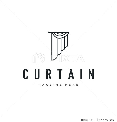 curtain logo design concept with a simple minimalist and elegant concept as a home decoration and product brand illustration template 127779185