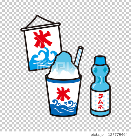 Shaved ice and Ramune illustration 127779464