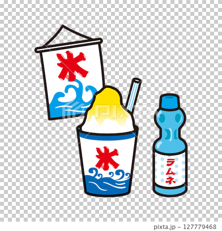 Shaved ice and Ramune illustration 127779468