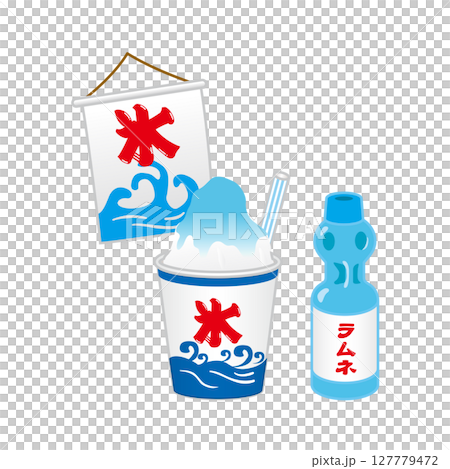 Shaved ice and Ramune illustration 127779472