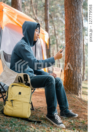 Future remote work combines technology nature smart phone enable e-learning productivity while traveling blending comfort modern devices serenity computer equipment business connection natural world Future remote work combines technology nature smart phone enable e-learning productivity while traveling blending comfort modern devices serenity computer equipment business connection natural world 127779568