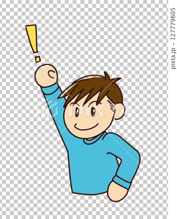 Illustration of a boy with an exclamation mark 127779605