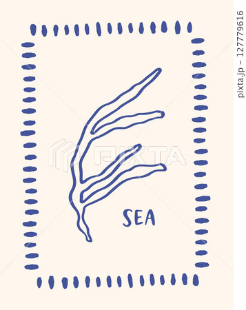 Hand drawn sea life poster 127779616