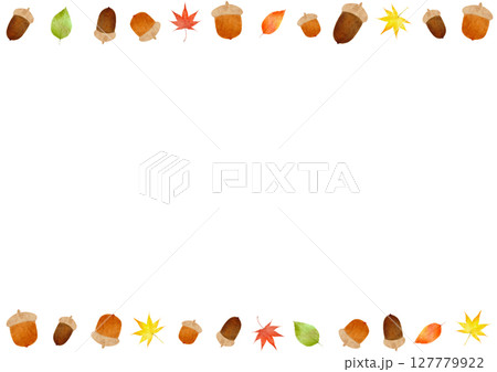 どんぐり　イチョウ　もみじ　秋　イラスト 127779922