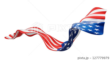 USA or American flag design on white background  with copy space 3D render 127779979