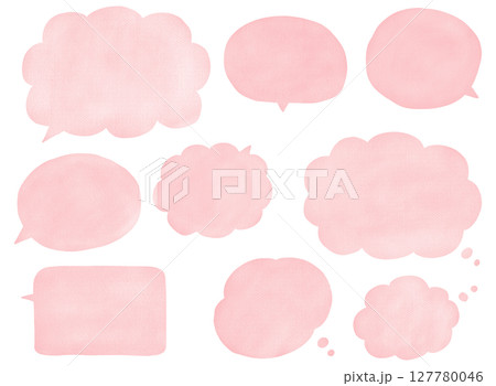 パステルピンクの手描き吹き出しセット / Pastel Pink Hand-drawn Speech 127780046