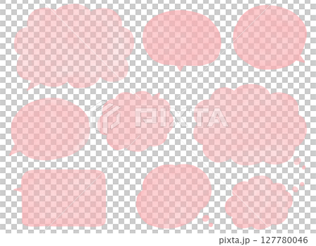 パステルピンクの手描き吹き出しセット / Pastel Pink Hand-drawn Speech 127780046