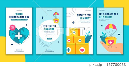 World Humanitarian Day Celebration Vector with Hand Drawn Cartoon Style Social Media Stories 127780088