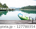 Floating canoe or kayak in Ratchaprapha Dam or Chiew Lan dam, Khao Sok, Surat Thani, Thailand 127780354