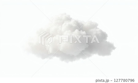 A beautiful, fluffy cloud isolated on a bright white background, perfect for design elements. 127780796