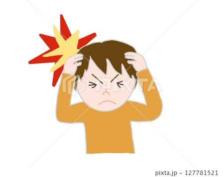 頭痛で苦しむ男性のイラスト 127781521
