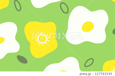 黄緑のゆるいお花の背景 黄緑のゆるいお花の背景 127781545