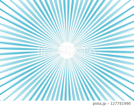 鮮やかに光り輝く太陽光線のイメージの集中線背景素材_ライトブルー 127781990