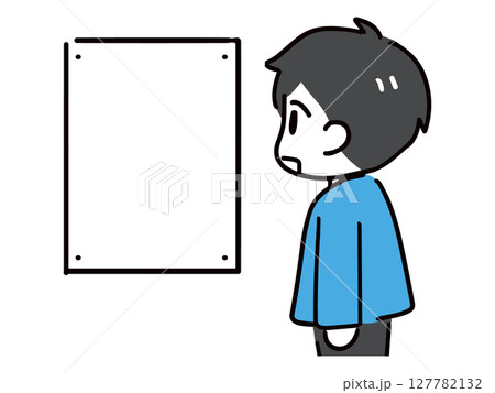 ポスターを見ている和服の若い男性(上半身) ポスターを見ている和服の若い男性(上半身) 127782132