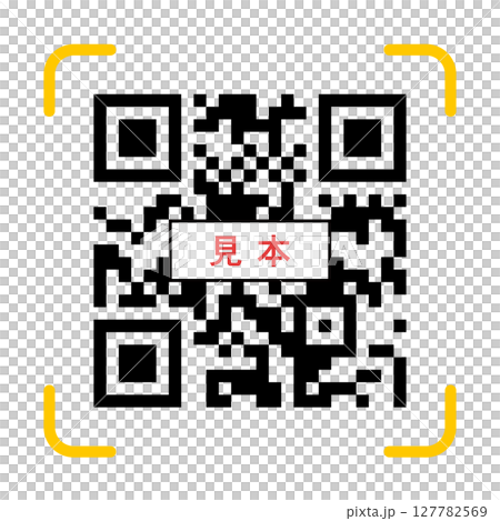 帶有範例文字的二維碼樣式設計元素 - 帶有焦點框的二維碼 127782569